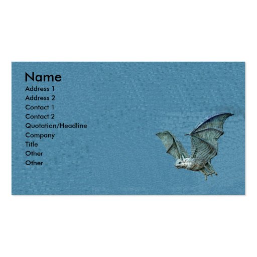 Flying 3d Blue Bat Business Cards (front side)