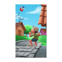 flying a kite stretched canvas prints