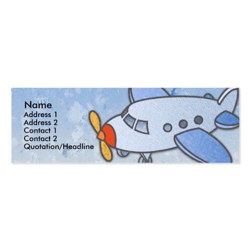 Flying Airplane Skinny Profile Cards Business Card Template (front side)