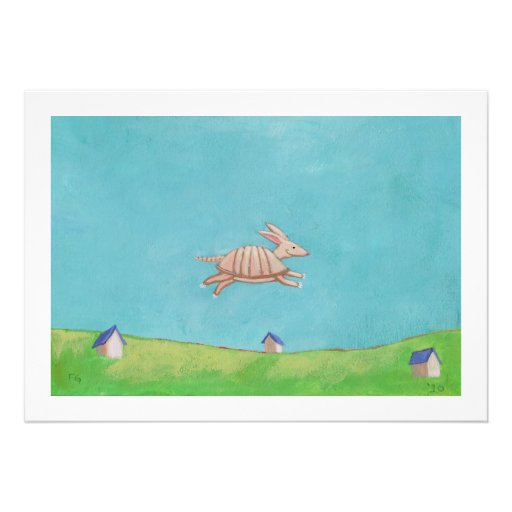 Flying Armadillo original painting fun art CUSTOM Announcement