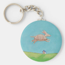 Flying Armadillo original painting fun art Keychain