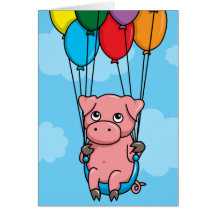 Flying Balloon Pig Cards