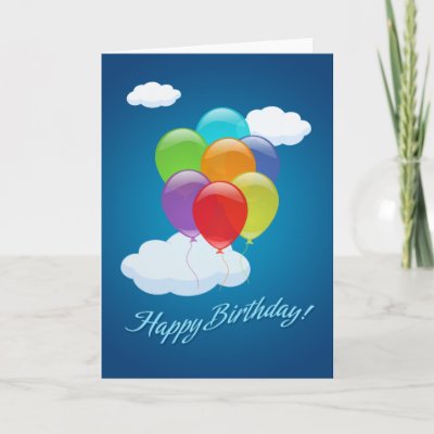 happy birthday cartoon balloons. Flying Balloons birthday card