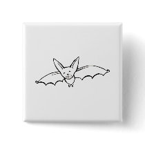 Flying Bat - fun original ink drawing sketch art buttons