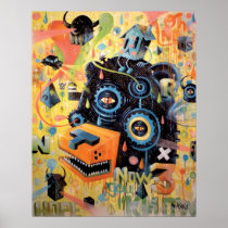 Flying bear head posters