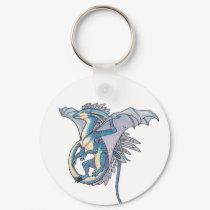 Flying blue dragon keychain