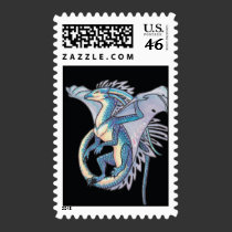 Flying blue dragon postage stamps