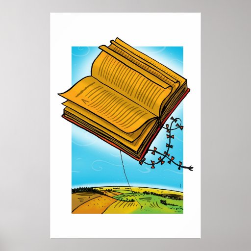 Flying Book Kite Poster Zazzle