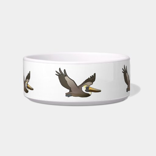 Flying Brown Pelican Cat Water Bowl