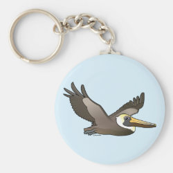 Flying Brown Pelican Basic Button Keychain