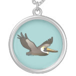 Flying Brown Pelican Personalized Necklace