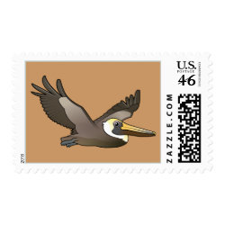 Flying Brown Pelican Medium Stamp 2.1