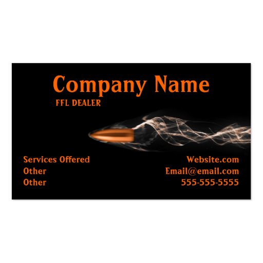 Flying bullet Firearms Business card (front side)