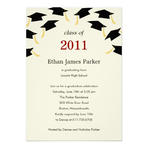 Flying Caps Graduation Party Invitation