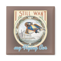 Flying Car Square Magnet