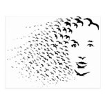 Flying Crows or Face Optical Illusion Post Cards