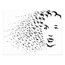 Flying Crows or Face Optical Illusion Post Cards