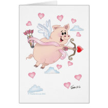 Flying Cupid Piggy Valentine's Day cards