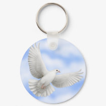 Flying Dove Keychain by CarolynMcFann Flying Dove Keychain