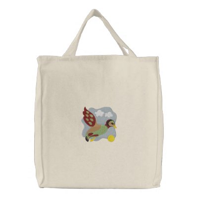 Flying Duck - Tote Canvas Bag by Embroidery4U