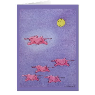 Flying Elephants Card by floatinglemons