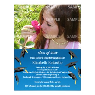 Flying Graduation Caps Custom Invite
