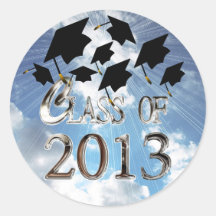 Flying Graduation Hats Class Of 2013 Stickers
