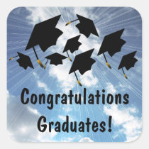 Flying Graduation Hats Congratulations Stickers stickers