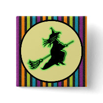 Flying Halloween Witch Buttons