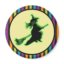 Flying Halloween Witch Fridge Magnets
