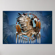 Flying Hawk Dreamcatcher Print