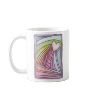 Flying Heart Rainbow Stained Glass Drawing mug