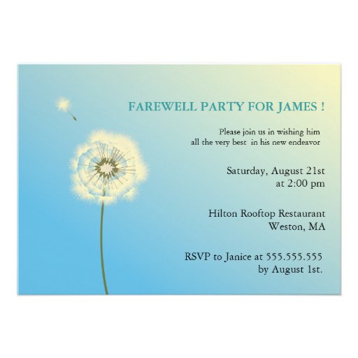 Flying High - farewell party invitations