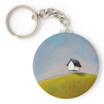 Flying house travel adventure fun unique art keychain