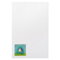 Flying house traveling home fun colorful happy art personalized stationery