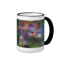 Flying Hummingbird and Colorful Background Mugs