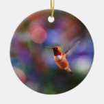 Flying Hummingbird and Colorful Background Ornament