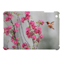 Flying Hummingbird and Flowers ipad mini cases