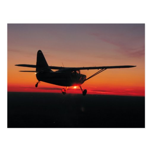 Flying into the sunset postcard