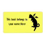 Flying kitteh bookplate, square shipping labels