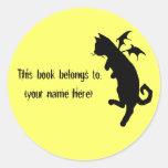 Flying kitteh bookplate sticker