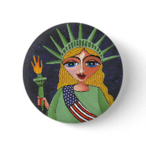Flying Lady Liberty - button by folkartblonde Flying Lady Liberty - button