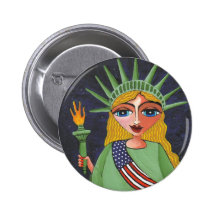 Flying Lady Liberty - button