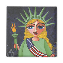 Flying Lady Liberty - magnet (square)