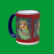 Flying Lady Liberty - mug by folkartblonde Flying Lady Liberty - mug