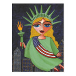 Flying Lady Liberty - postcard