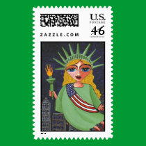 Flying Lady Liberty - stamp stamps