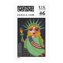 Flying Lady Liberty - stamp