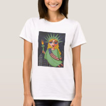 Flying Lady Liberty - t-shirt by folkartblonde Flying Lady Liberty - t-shirt