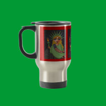 Flying Lady Liberty - travel mug by folkartblonde Flying Lady Liberty - travel mug